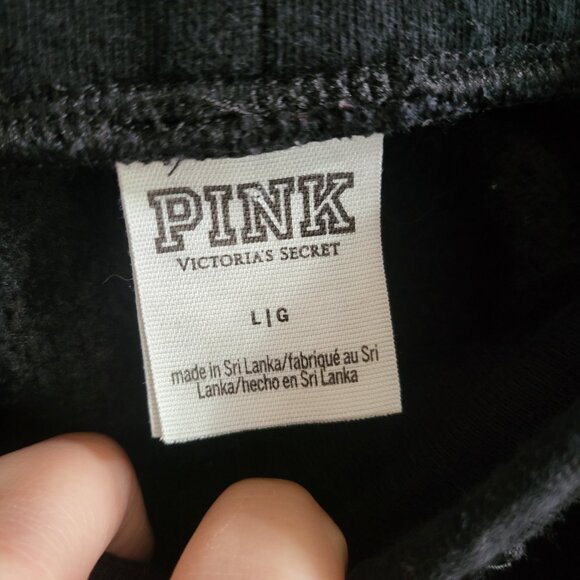 Victoria Secret Pink OSU Joggers Black Striped Fleece Womens Large Ohio State - Picture 5 of 6